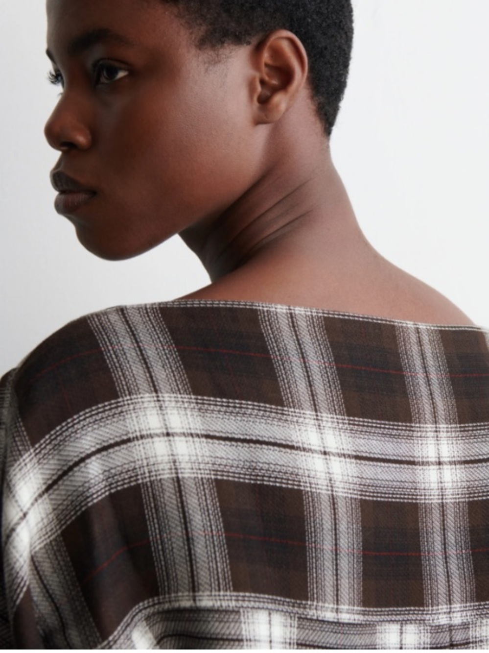 COS Checked V-Neck Top - Picture 3 of 13